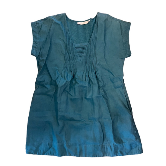 a new vision Dresses & Skirts - It’s A New Vision Teal Linen Shift Dress Pintuck V-Neck Size Large